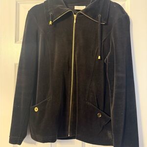 Like new Chico's Black velour Jacket with Gold Details